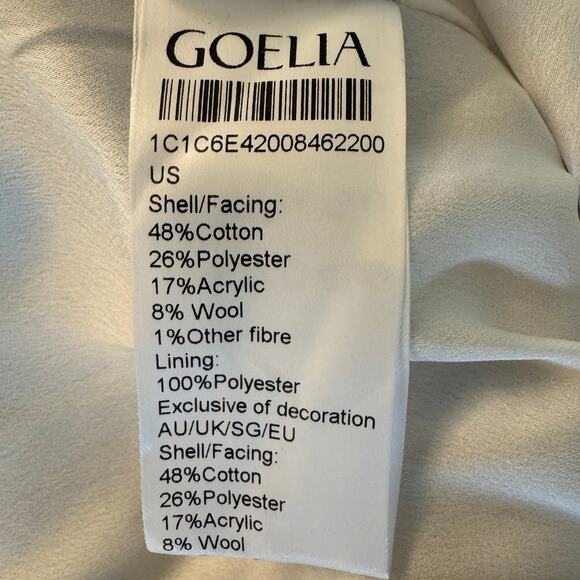 Goelia Tweed Round Neck Jacket Blue White Jacquard - Picture 10 of 13